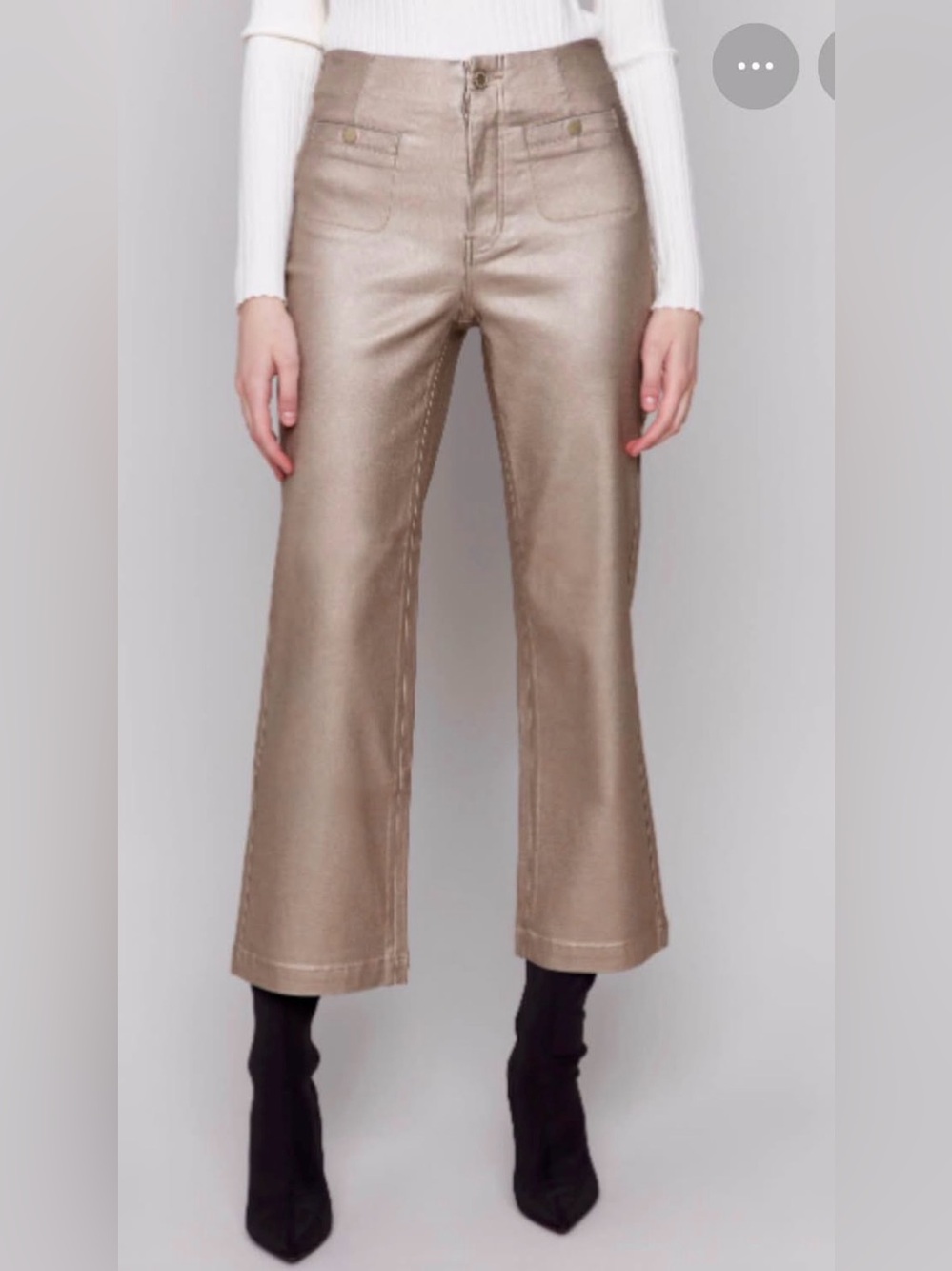 Charlie B Metallic Gold High-Rise Pants